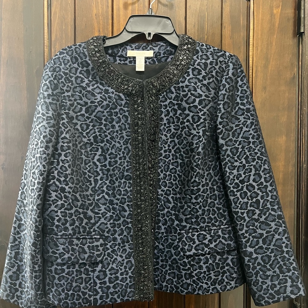 Elegant Black Leopard Print Women's Jacket